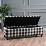 Cleo Checkerboard Pattern Fabric Storage Ottoman Bench by Christopher Knight Home