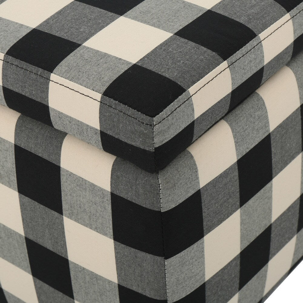 Cleo Checkerboard Pattern Fabric Storage Ottoman Bench by Christopher Knight Home