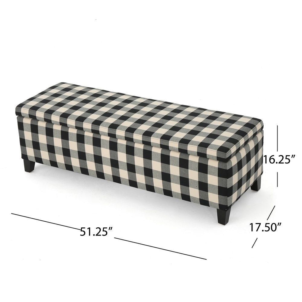 Cleo Checkerboard Pattern Fabric Storage Ottoman Bench by Christopher Knight Home
