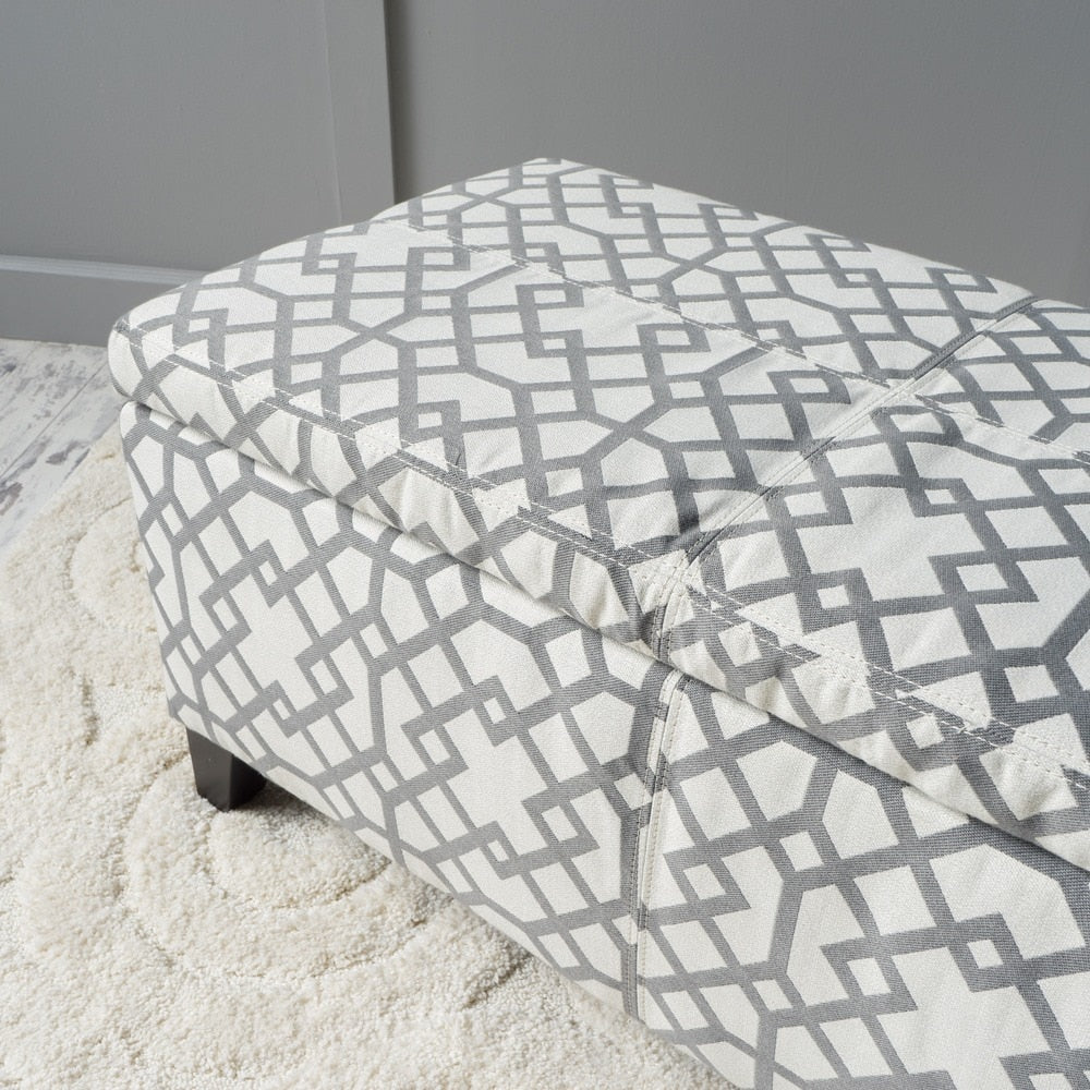 Cleo Geometric Fabric Storage Ottoman Bench by Christopher Knight Home