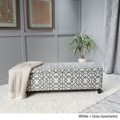 Cleo Geometric Fabric Storage Ottoman Bench by Christopher Knight Home