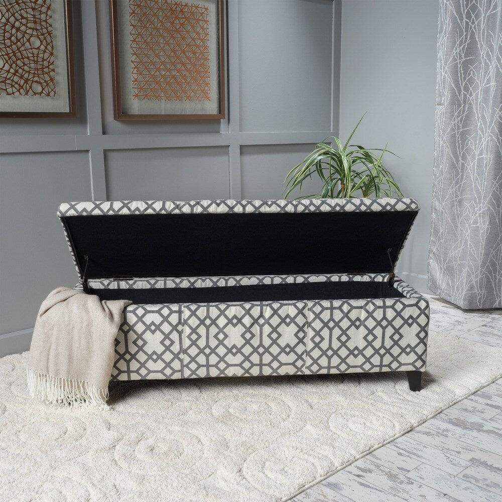 Cleo Geometric Fabric Storage Ottoman Bench by Christopher Knight Home