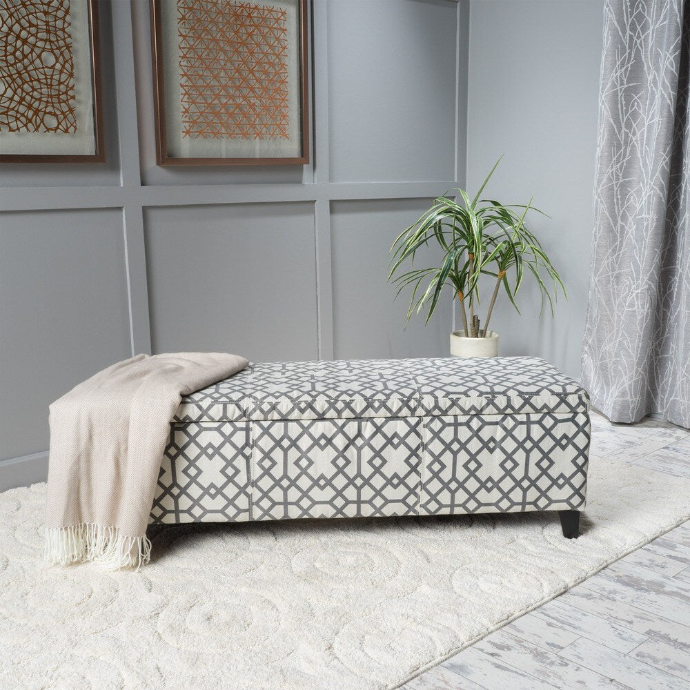 Cleo Geometric Fabric Storage Ottoman Bench by Christopher Knight Home