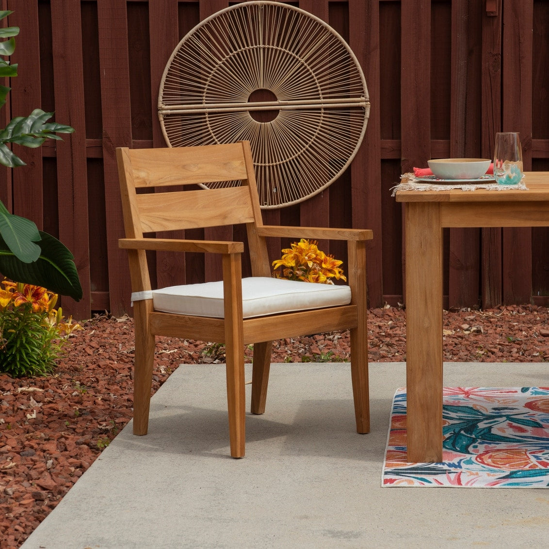 Clermont Outdoor Natural Teak Dining Arm Chair