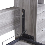 Clever Design Solid Wood Frame Twin Size Murphy Bed with Storage Shelves and Drawers Space-saving Bedroom Furniture, Gray