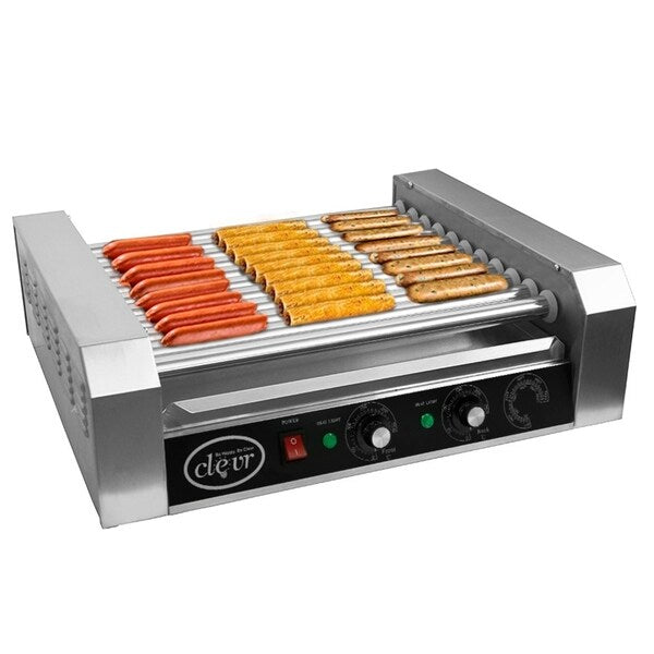 Clevr Commercial Hotdog Machine 11 Roller and 30 Hot Dog Grill Cooker Warmer - 23"