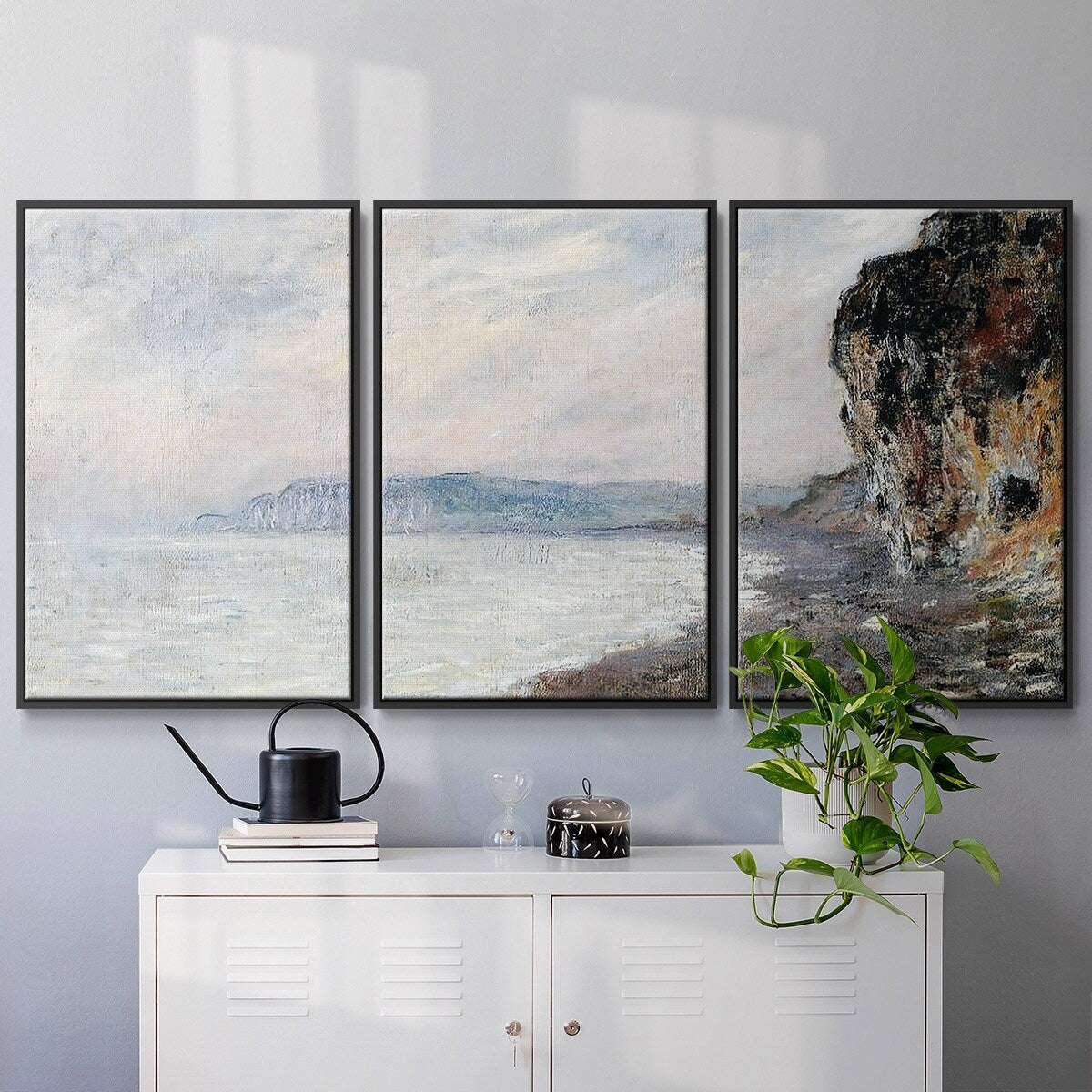 Cliffs at Pourville in the Fog, 1882 - Multi Piece Framed Canvas