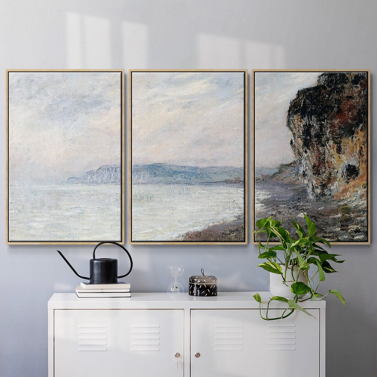 Cliffs at Pourville in the Fog, 1882 - Multi Piece Framed Canvas