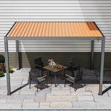 10'x13' Outdoor Louvered Pergola with Gutter Aluminum Gazebo Kit with Adjustable Roof
