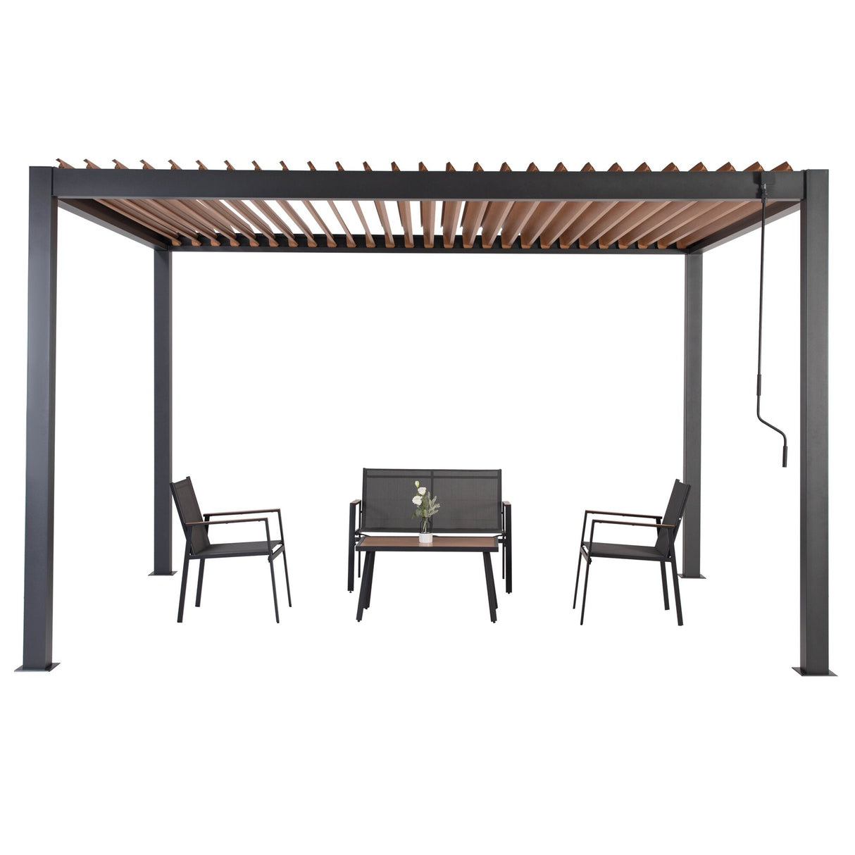 10'x13' Outdoor Louvered Pergola with Gutter Aluminum Gazebo Kit with Adjustable Roof