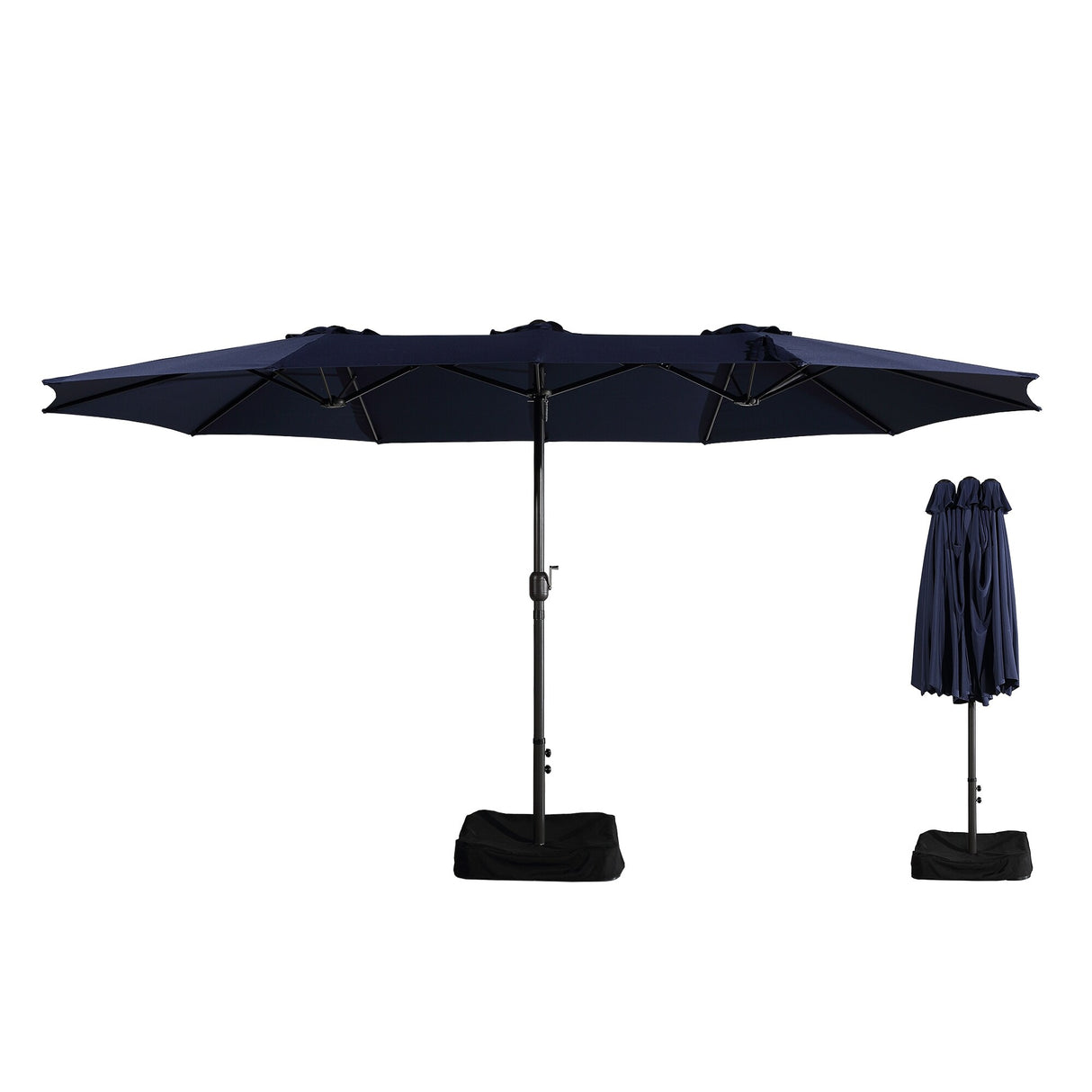Clihome 15Ft Double-Sided Patio Market Umbrella with Base