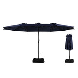 Clihome 15Ft Double-Sided Patio Market Umbrella with Base
