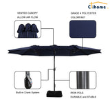 Clihome 15Ft Double-Sided Patio Market Umbrella with Base