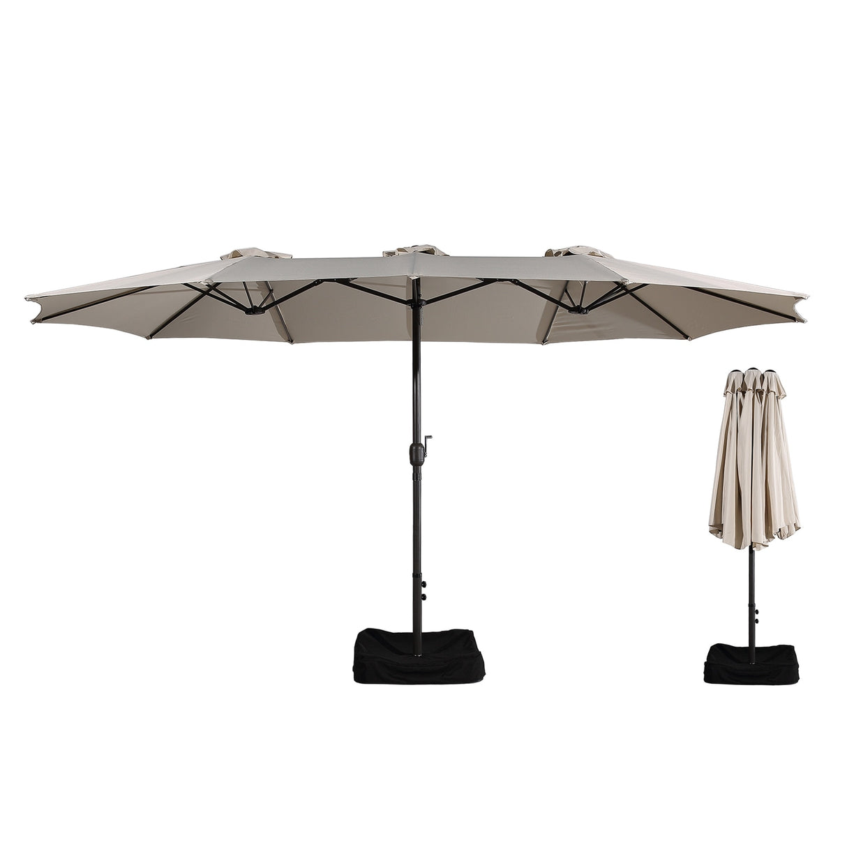 Clihome 15Ft Double-Sided Patio Market Umbrella with Base