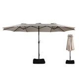 Clihome 15Ft Double-Sided Patio Market Umbrella with Base