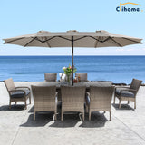 Clihome 15Ft Double-Sided Patio Market Umbrella with Base