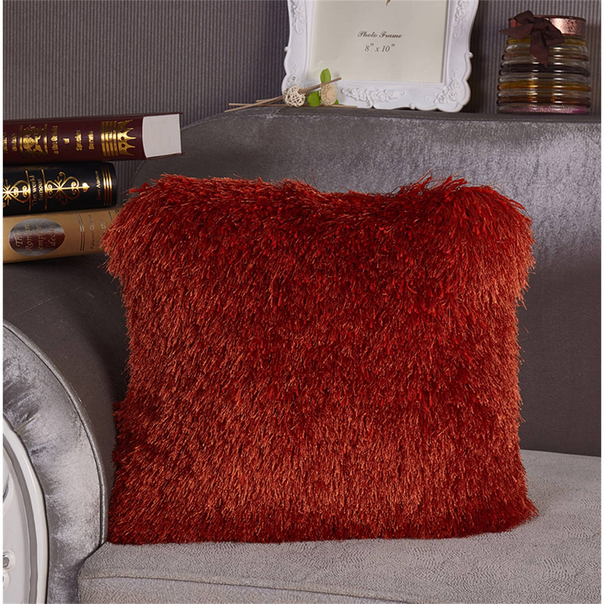 Clihome 18" x 18" "Decorative" Shaggy Pillow