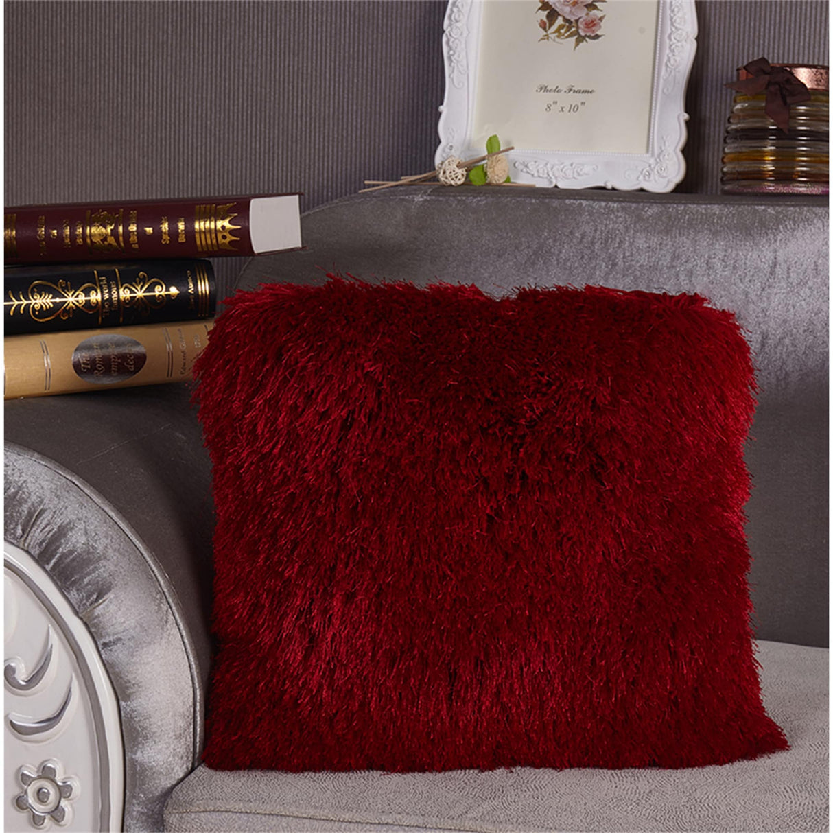 Clihome 18" x 18" "Decorative" Shaggy Pillow