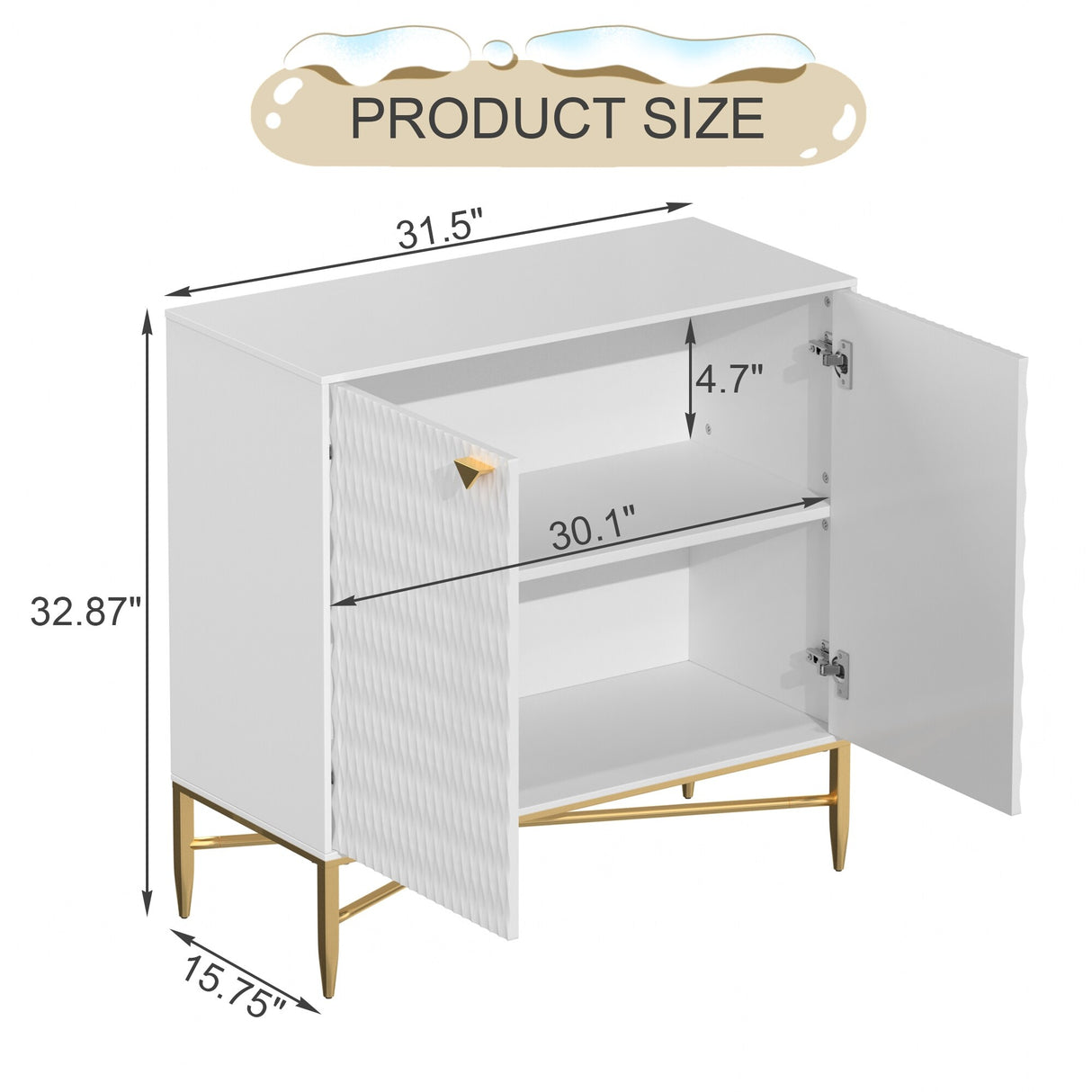 Clihome 31.5-Inch 2 Door Sideboard Locker Media Storage Cabinet/Buffet