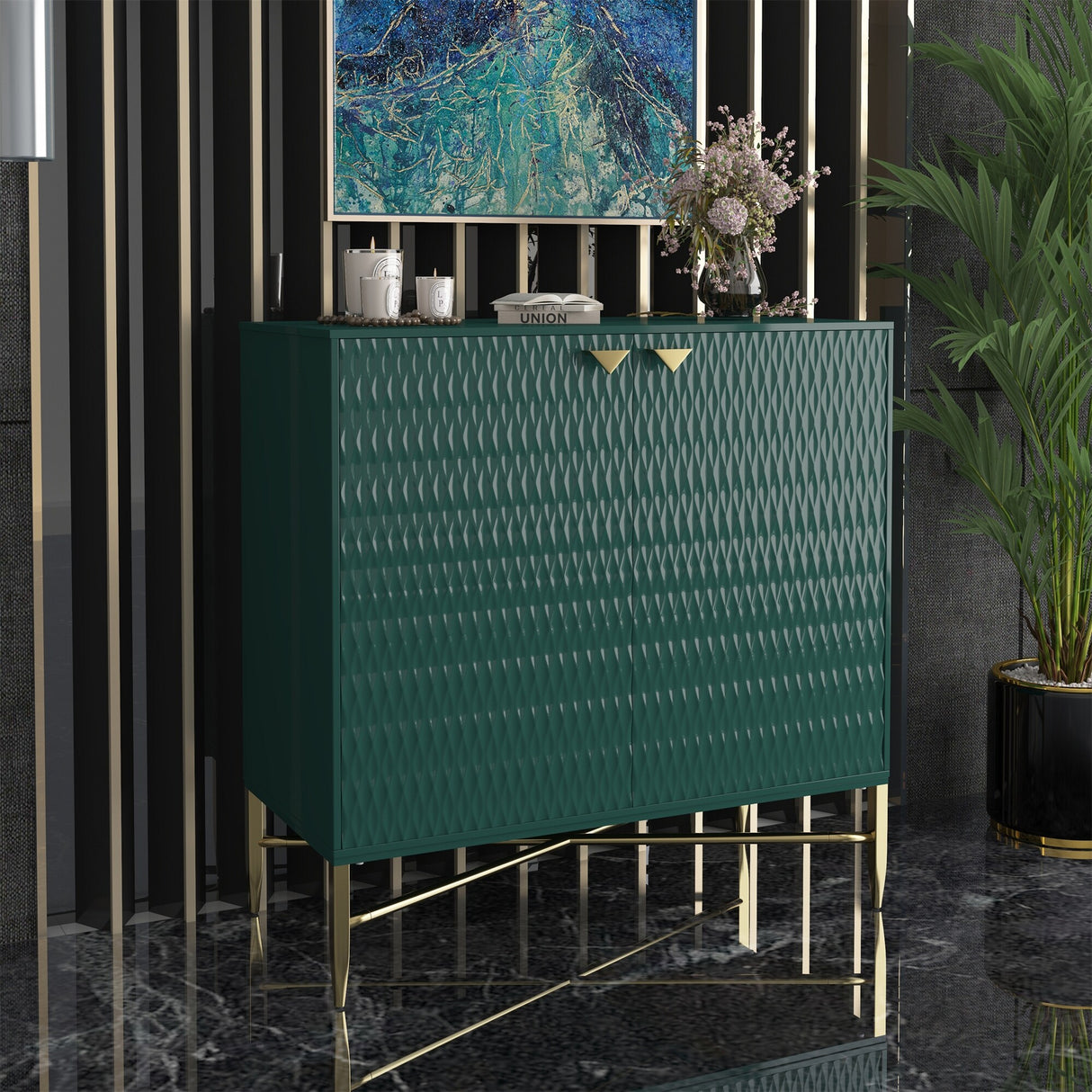 Clihome 31.5-Inch 2 Door Sideboard Locker Media Storage Cabinet/Buffet