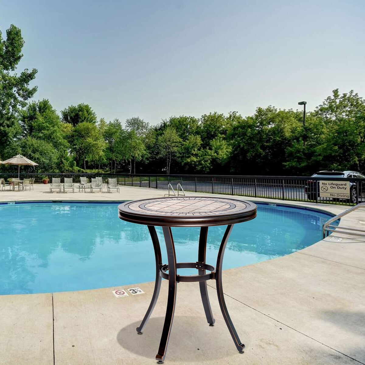 Clihome 28" X 28.6" Round Outdoor Bistro Table Contemporary