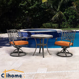 3 Piece Cast Aluminum Dining Set with Dining Table