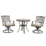 3 Piece Cast Aluminum Dining Set with Dining Table