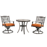 3 Piece Cast Aluminum Dining Set with Dining Table