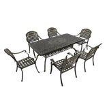 Clihome 7 Piece Patio Cast Aluminum Outdoor Dining Set in Bronze