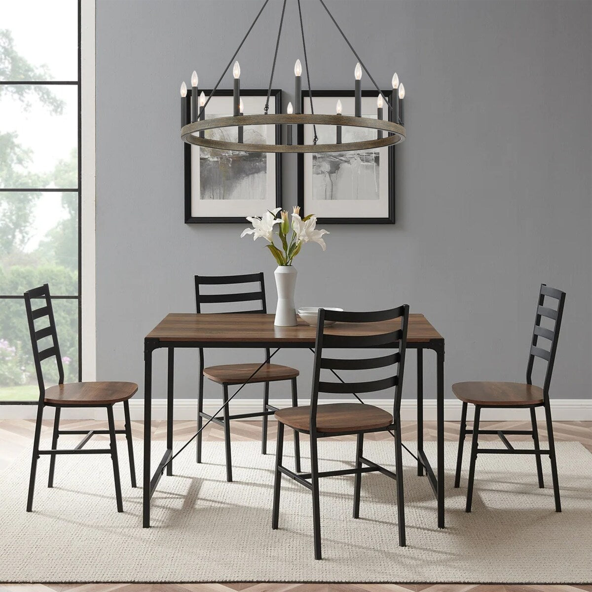 Clihome 12 Light Candle Style Wagon Wheel Chandelier
