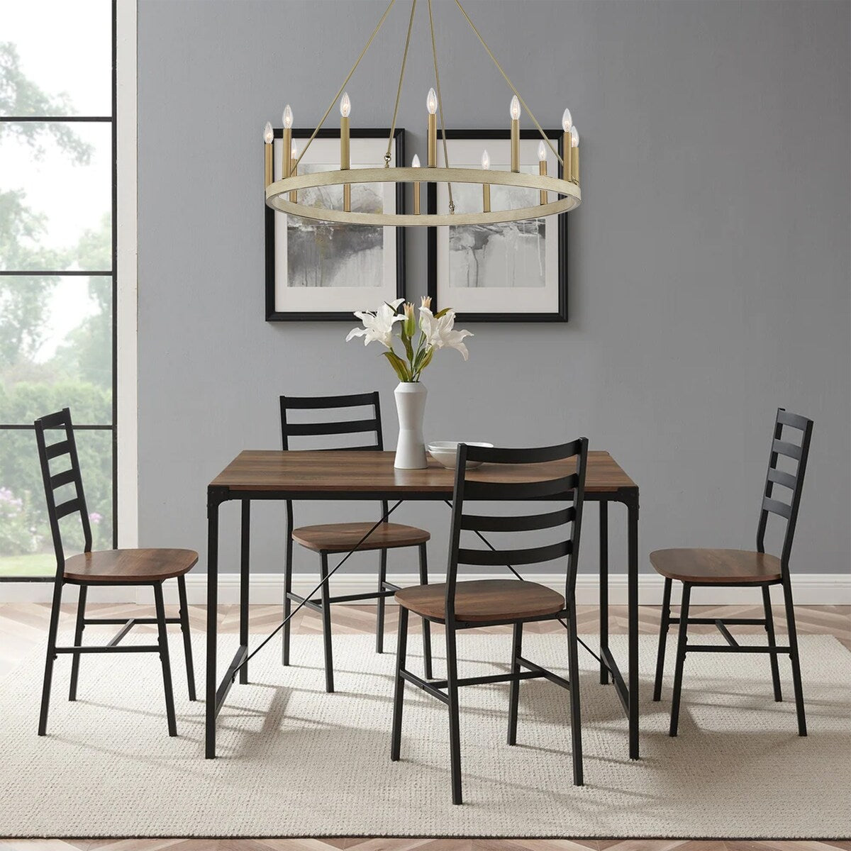 Clihome 12 Light Candle Style Wagon Wheel Chandelier