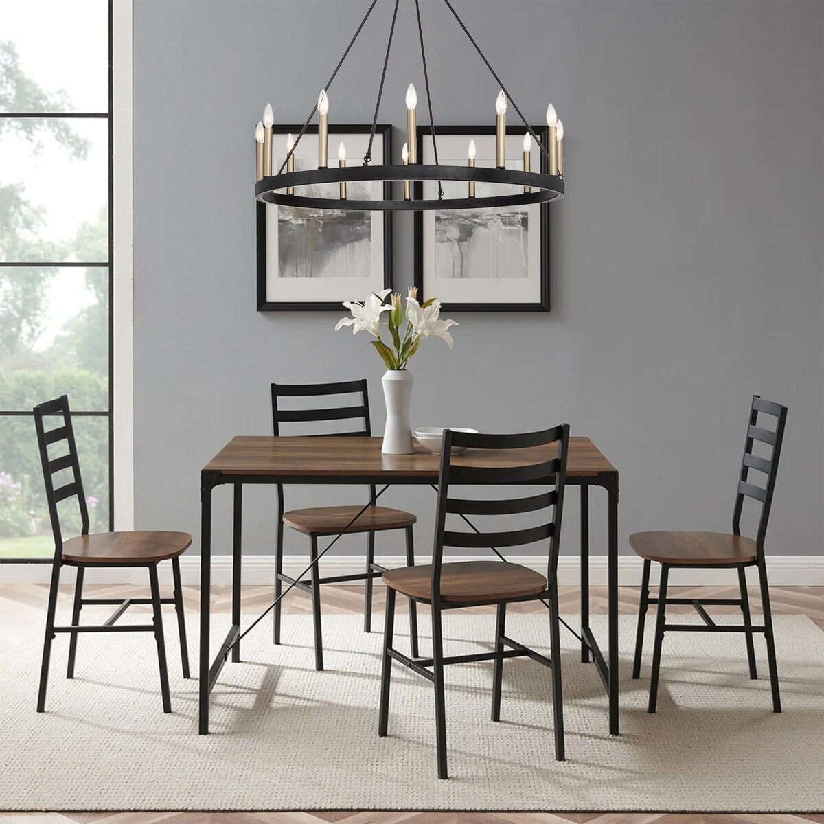 Clihome 12 Light Candle Style Wagon Wheel Chandelier