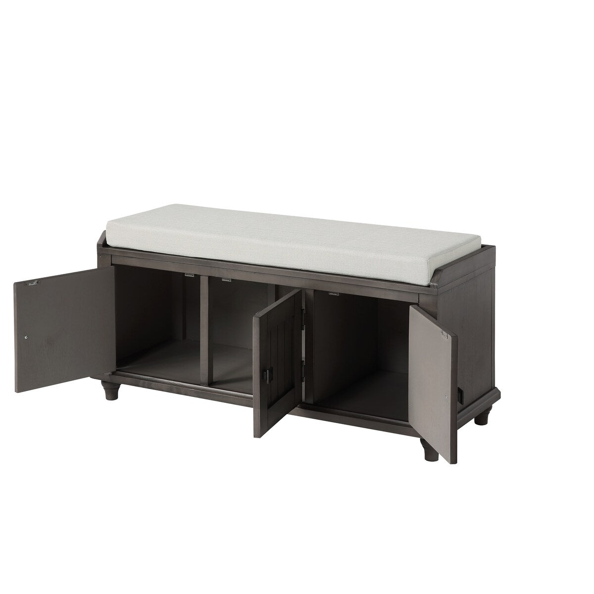 Clihome Homes Collection Wood Storage Bench with 2 Cabinets