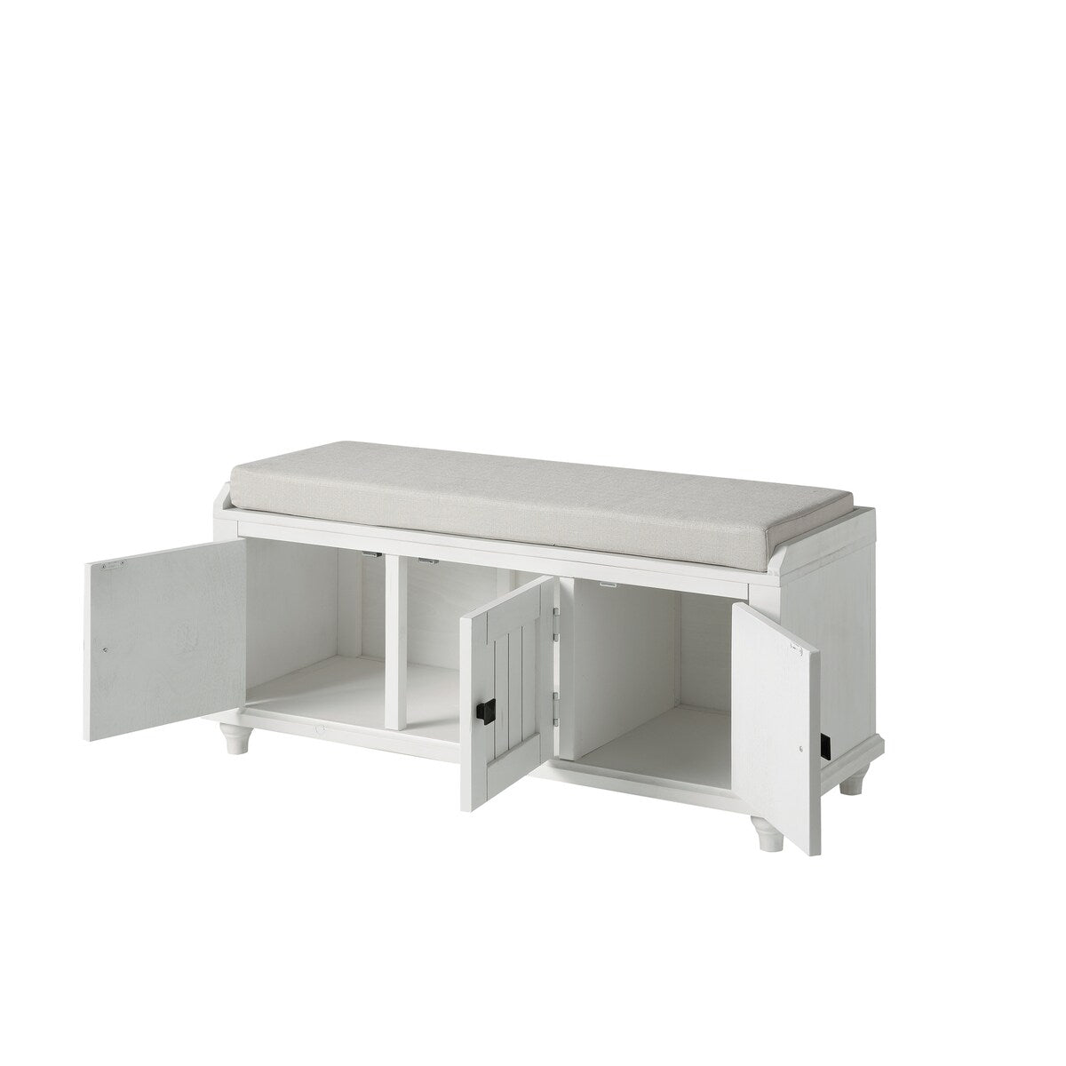 Clihome Homes Collection Wood Storage Bench with 2 Cabinets