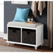 Clihome Homes Collection Wood Storage Bench with 2 Woven Baskets
