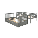 Clihome Wood Twin-Over-Twin Bunk Bed with Ladders
