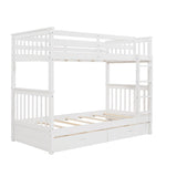 Clihome Wood Twin-Over-Twin Bunk Bed with Ladders