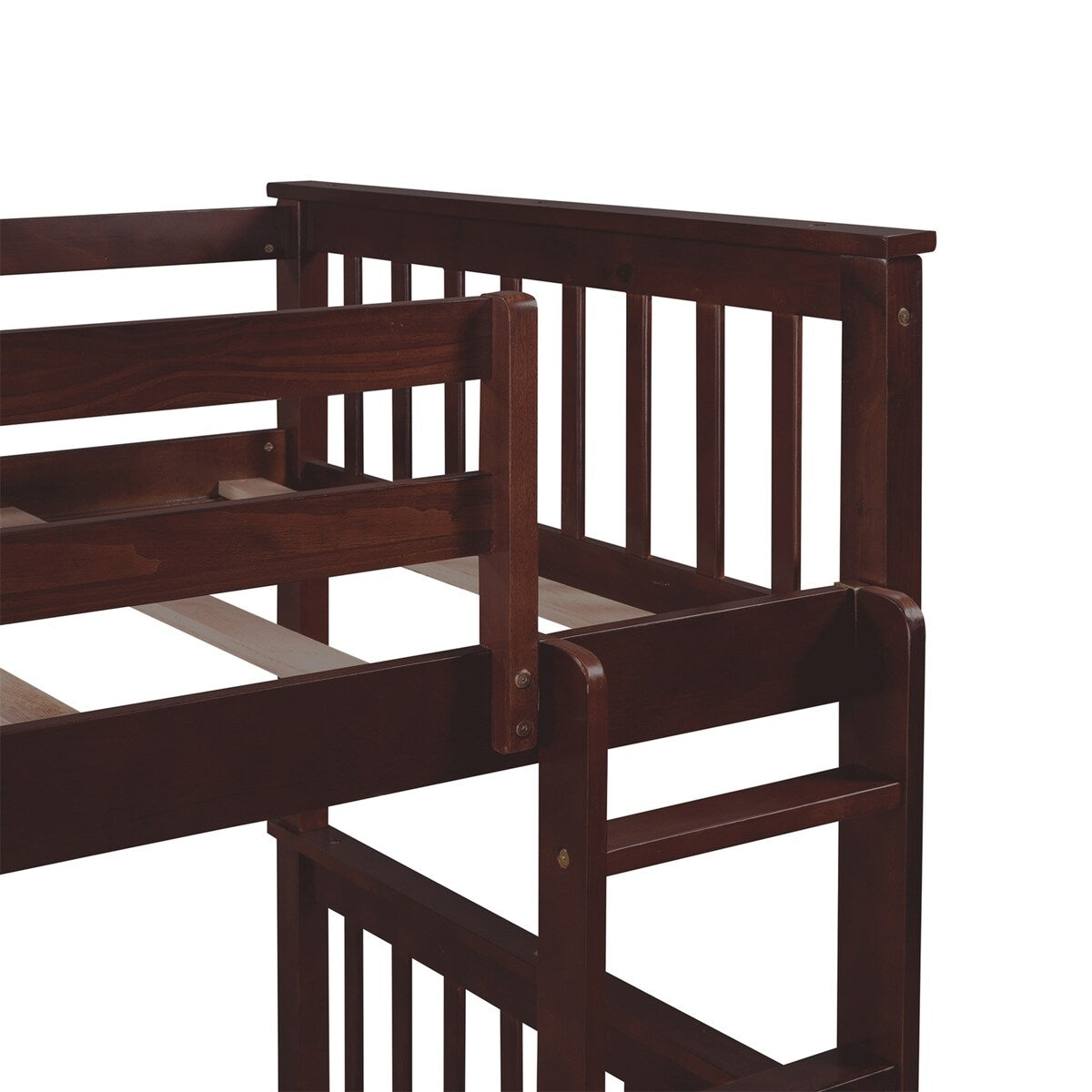 Clihome Wood Twin-Over-Twin Bunk Bed with Ladders