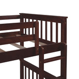 Clihome Wood Twin-Over-Twin Bunk Bed with Ladders