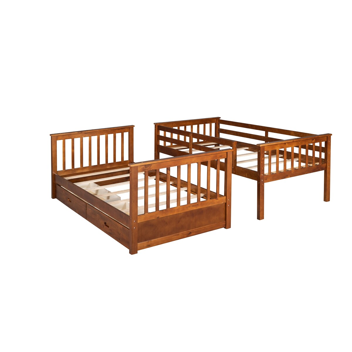 Clihome Wood Twin-Over-Twin Bunk Bed with Ladders