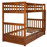 Clihome Wood Twin-Over-Twin Bunk Bed with Ladders