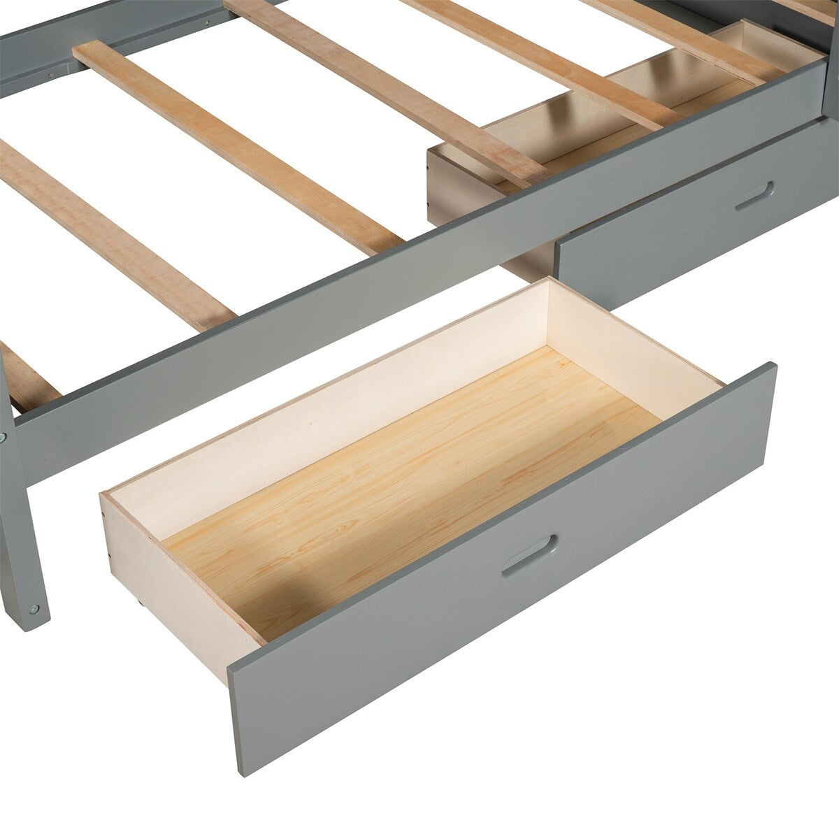 Clihome Wood Twin-Over-Twin Bunk Bed with Ladders