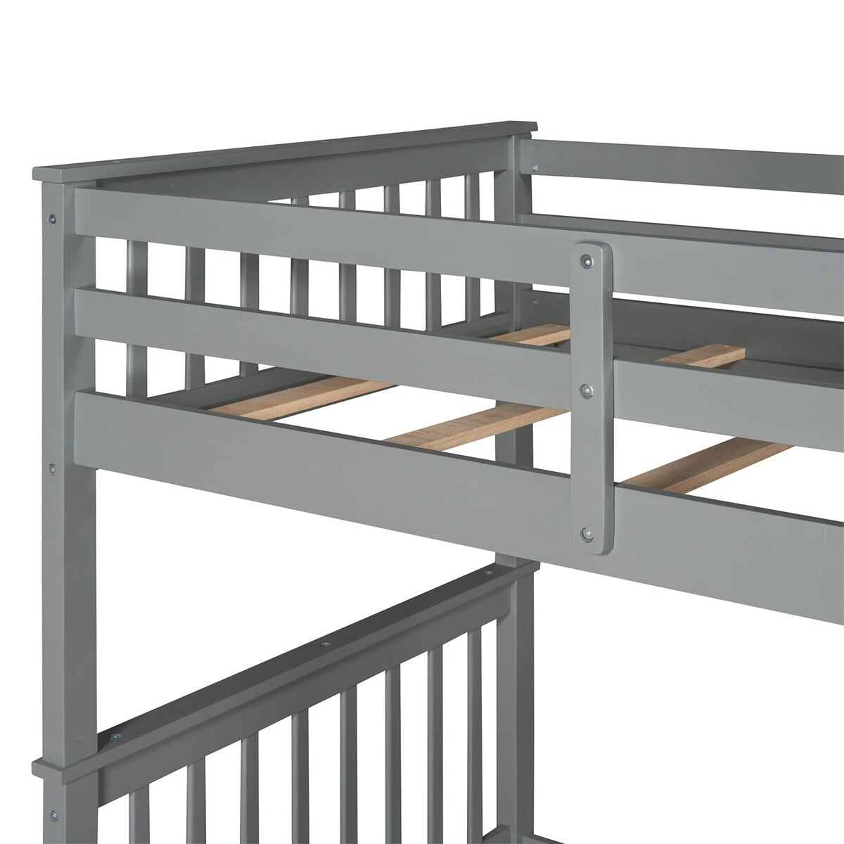 Clihome Wood Twin-Over-Twin Bunk Bed with Ladders
