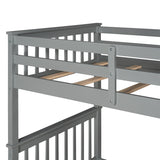 Clihome Wood Twin-Over-Twin Bunk Bed with Ladders