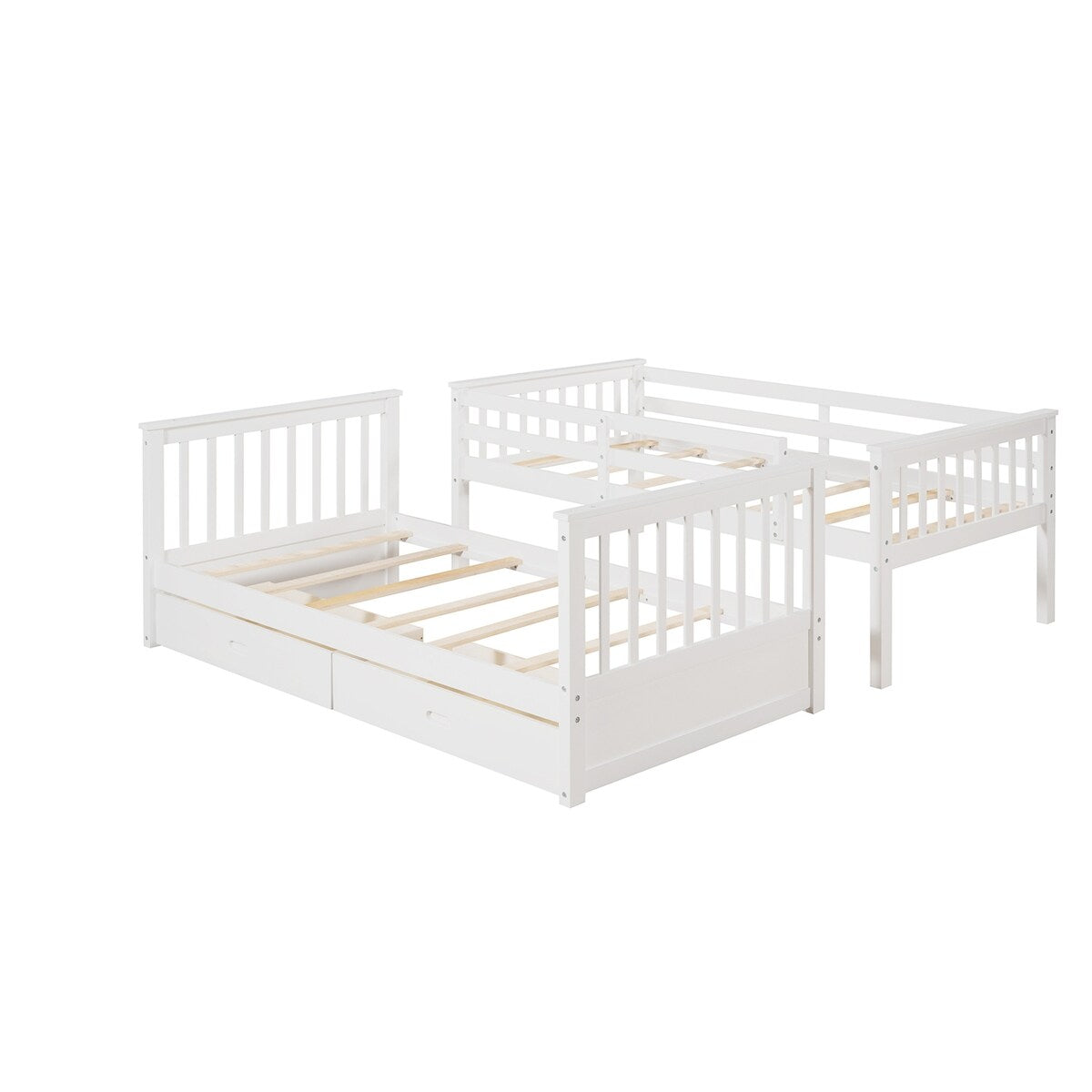 Clihome Wood Twin-Over-Twin Bunk Bed with Ladders