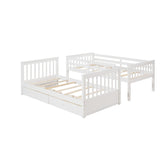 Clihome Wood Twin-Over-Twin Bunk Bed with Ladders