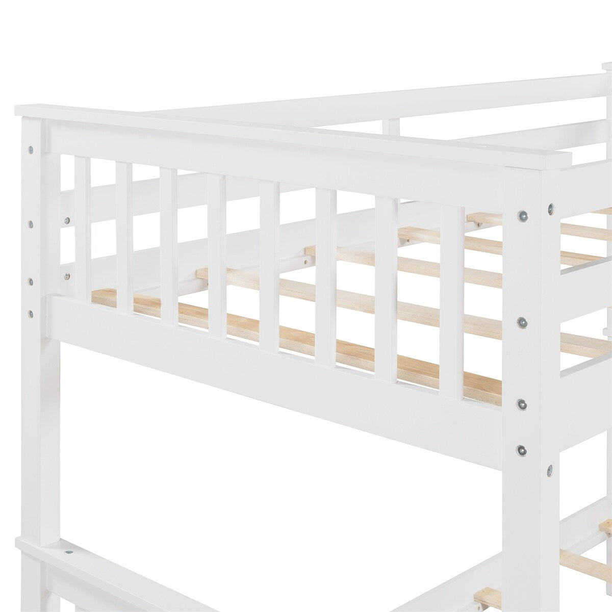 Clihome Wood Twin-Over-Twin Bunk Bed with Ladders