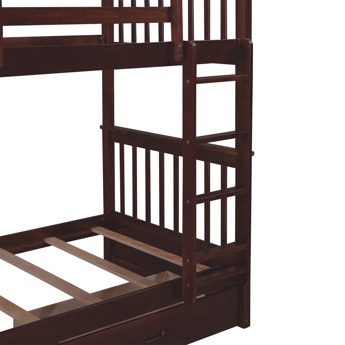 Clihome Wood Twin-Over-Twin Bunk Bed with Ladders