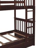 Clihome Wood Twin-Over-Twin Bunk Bed with Ladders