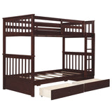 Clihome Wood Twin-Over-Twin Bunk Bed with Ladders
